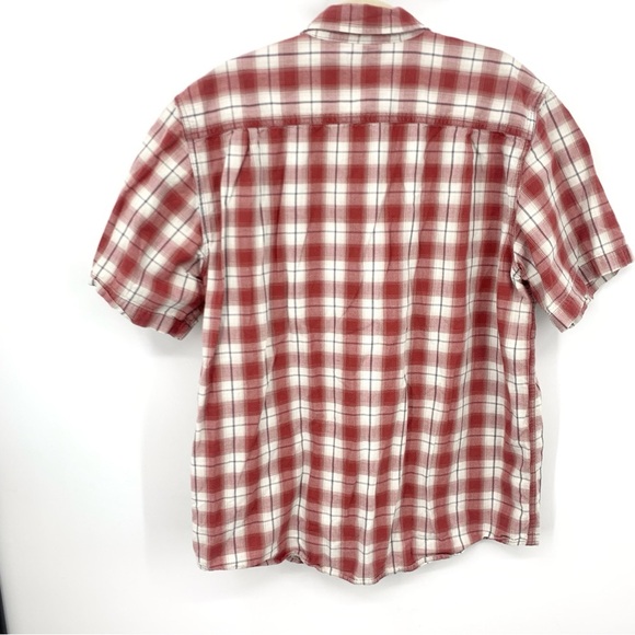 Carhartt Men Size Large Shirt Short Sleeve Top Red White Checkered Plaid Cotton - Picture 6 of 8